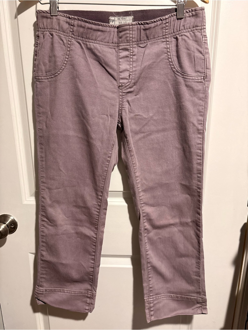 Free People Lavender Cropped Straight-Leg Pants